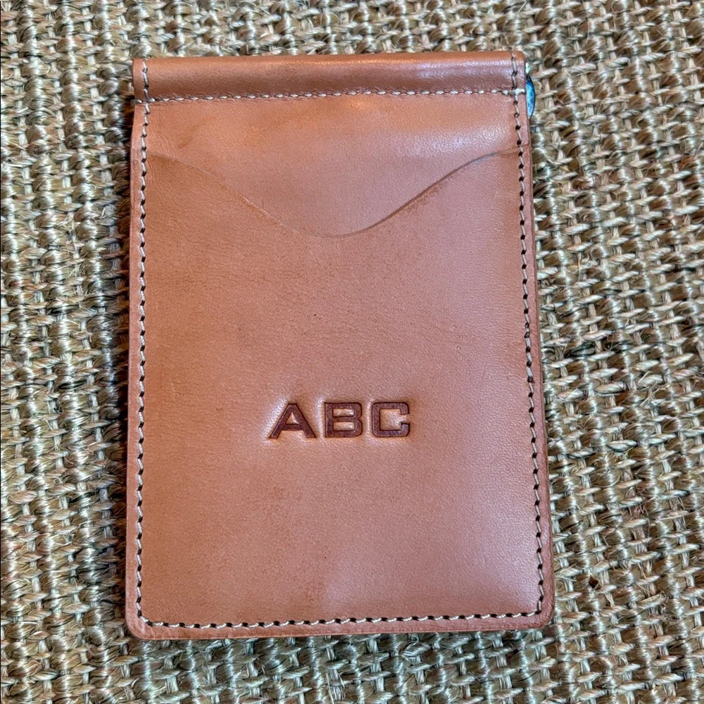 PGA Tour Brown Leather Wallet Money Clip 3x4.5in